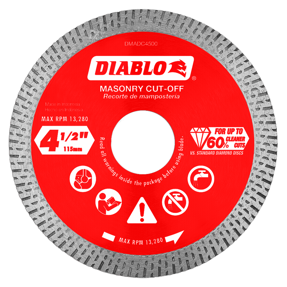 DMADC0450 - 4-1/2" Diamond Continuous Rim Cut-Off Discs for Masonry