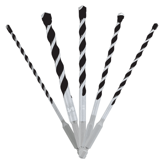 DMAMM1190-S5 - 5 pc Multi-Material Carbide Tipped Hammer Drill Bit Set (5-Piece)
