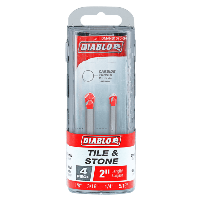 DMANS1070-S4 - 4 pc Tile & Stone Carbide Tipped Drill Bit Set (4-Piece)