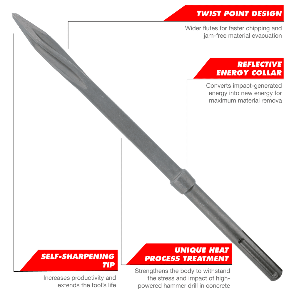 DMAPLCH2030 - 10" SDS-Plus Twist Point Chisel