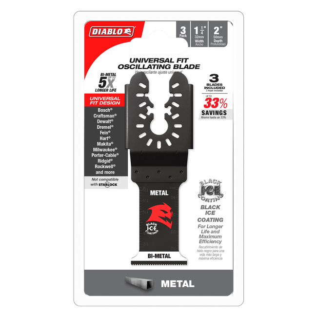 DOU125BF3 - 1-1/4" Universal Fit Bi-Metal Oscillating Blades for Metal (3-Pack)
