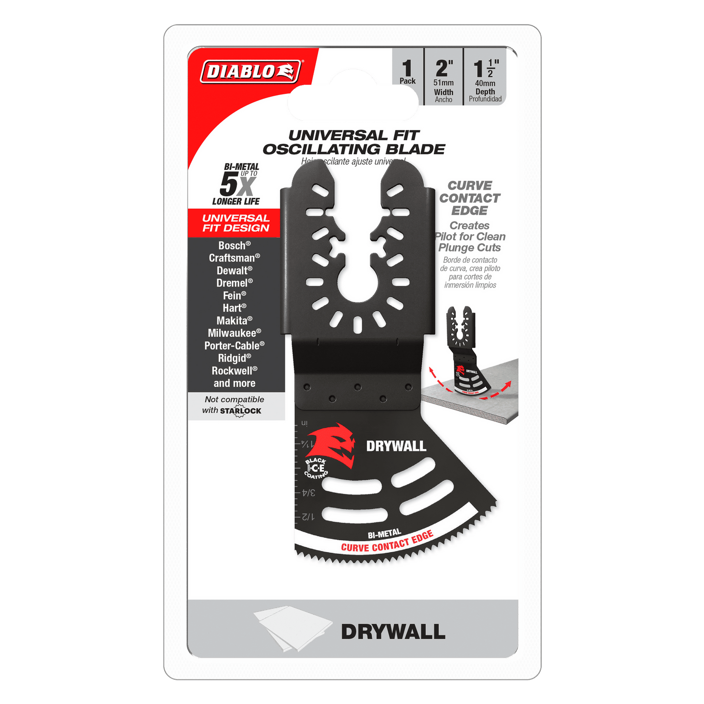 DOU200RBD - 2" Universal Fit Bi-Metal Oscillating Blade for Drywall