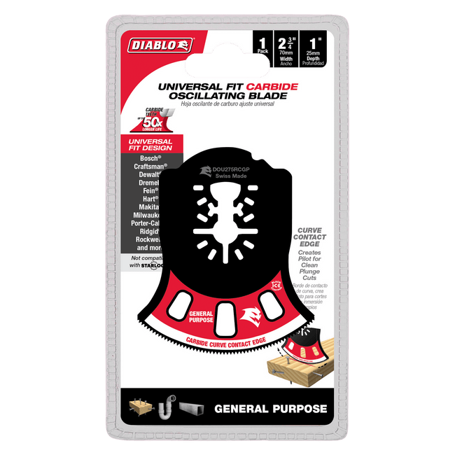 DOU275RCGP - 2-3/4" Universal Fit Carbide Oscillating Blade for General Purpose Cuts