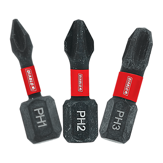 DPHV1-S3 - 1" Phillips Drive Bit Assorted Pack (3-Piece)