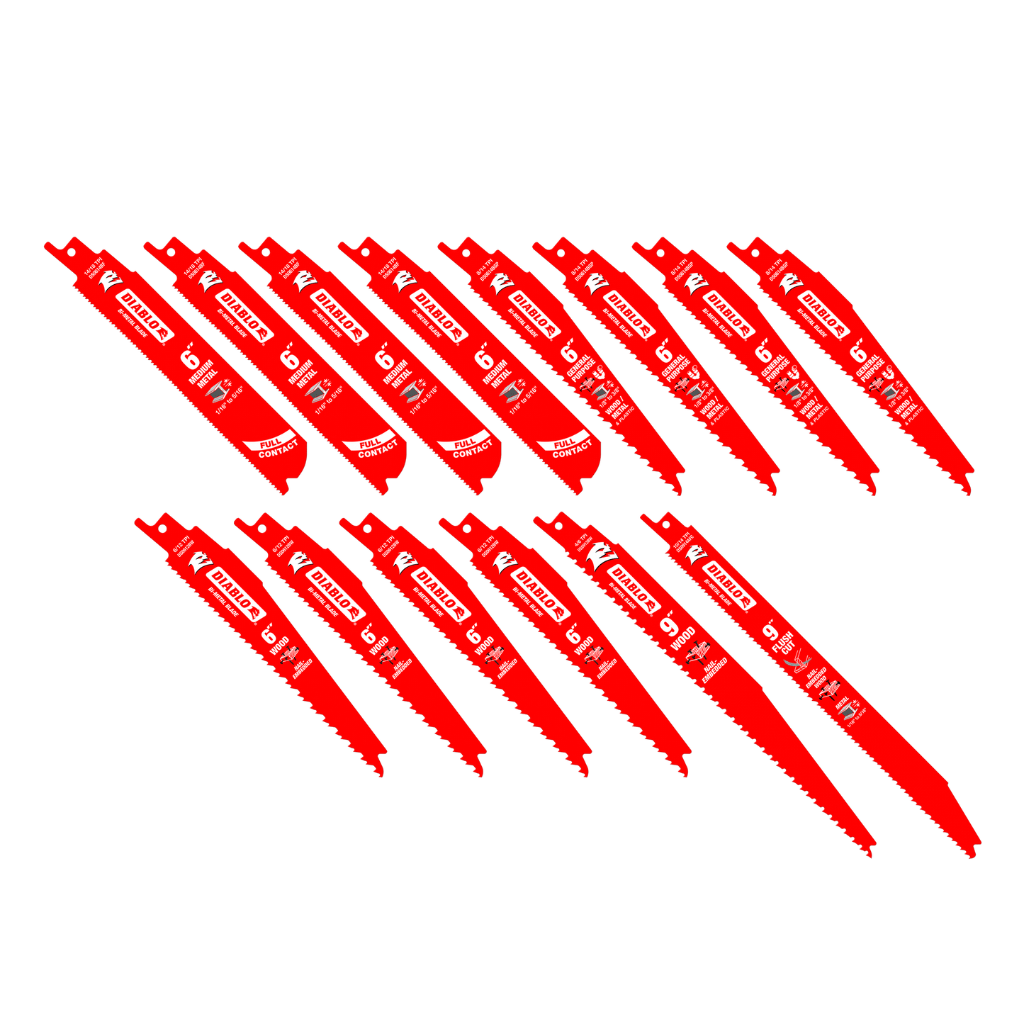 DS0014S - 14 pc Nail-Embedded Wood and Metal Demolition Recip Set