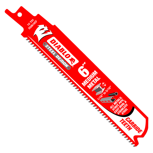 6" Steel Demon Carbide Recip Blades for Medium (1/16" - 5/16") Metal Cutting