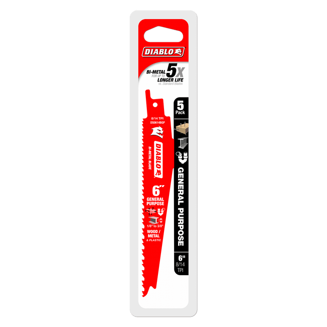 Bi-Metal Recip Blade for Nail-Embedded Wood, Metal, and Plastic (5-Pack)