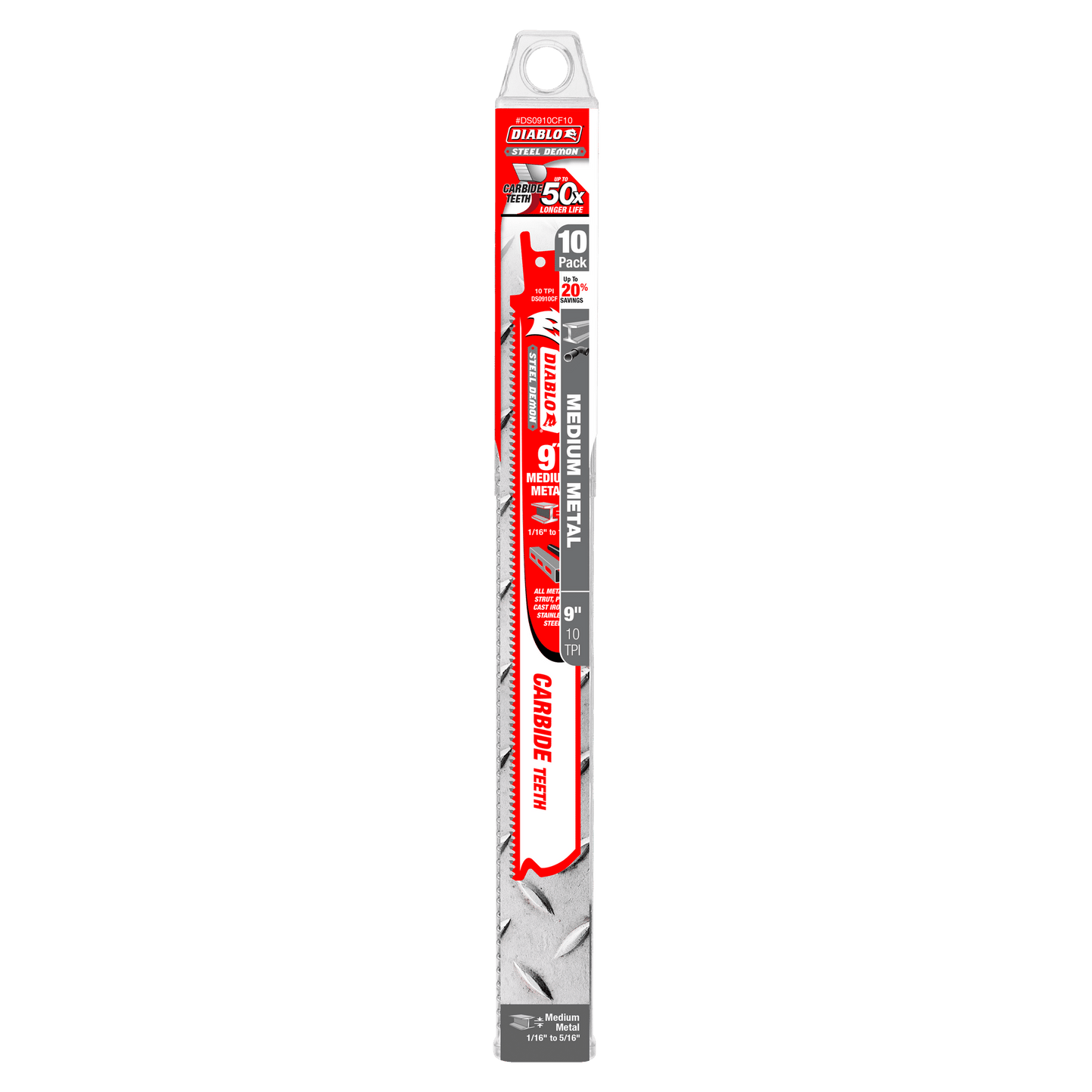 9" Steel Demon Carbide Recip Blades for Medium Metal (1/16" - 5/16") Cutting