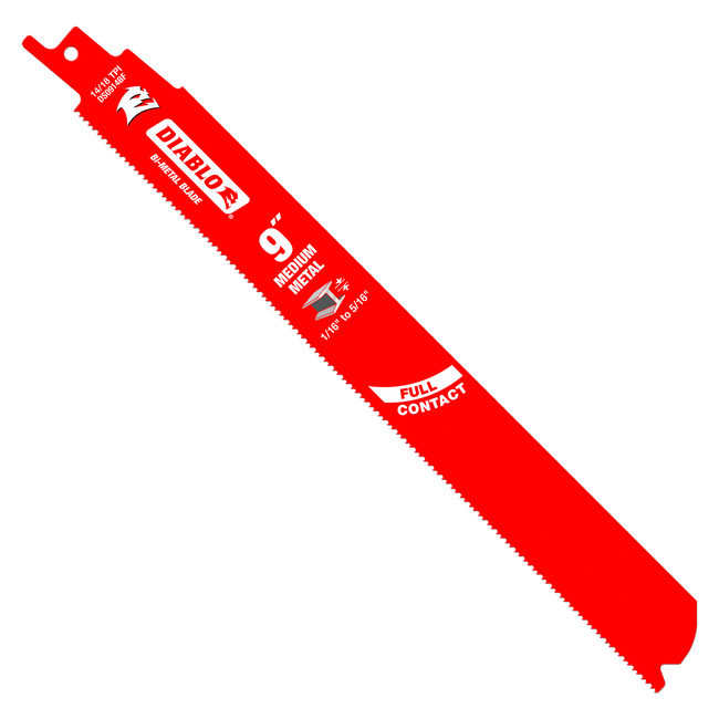 9" Bi-Metal Recip Blade for Medium Metal Cutting (3/32" to 5/16")