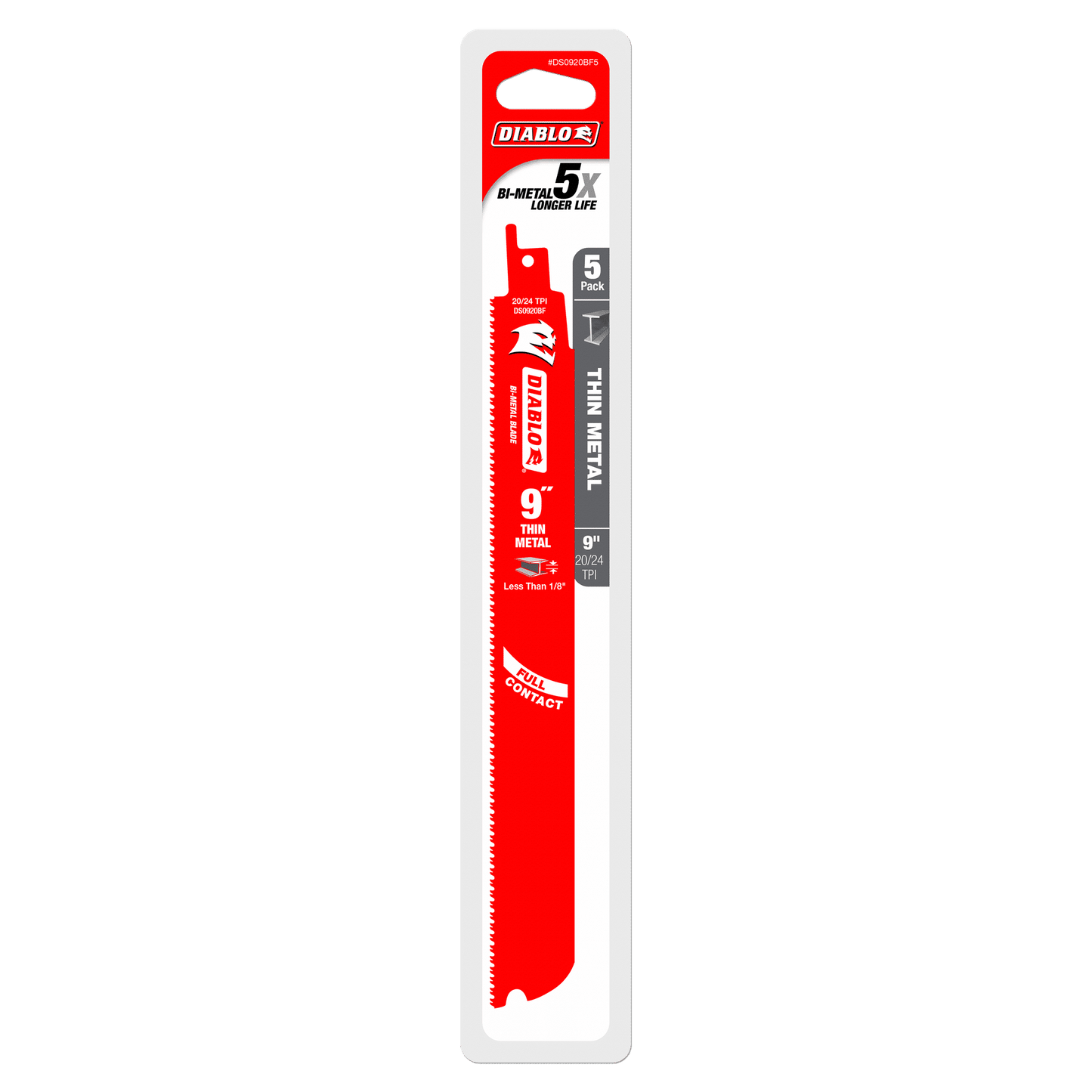 DS0920BF5 - 9" Bi-Metal Recip Blade for Thin Metal (Less than 1/8") (5-Pack)