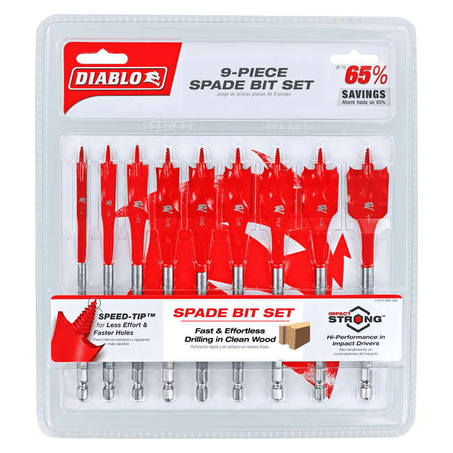 DSP2930-S9 - 9 pc Spade Bit Set (9-Piece)