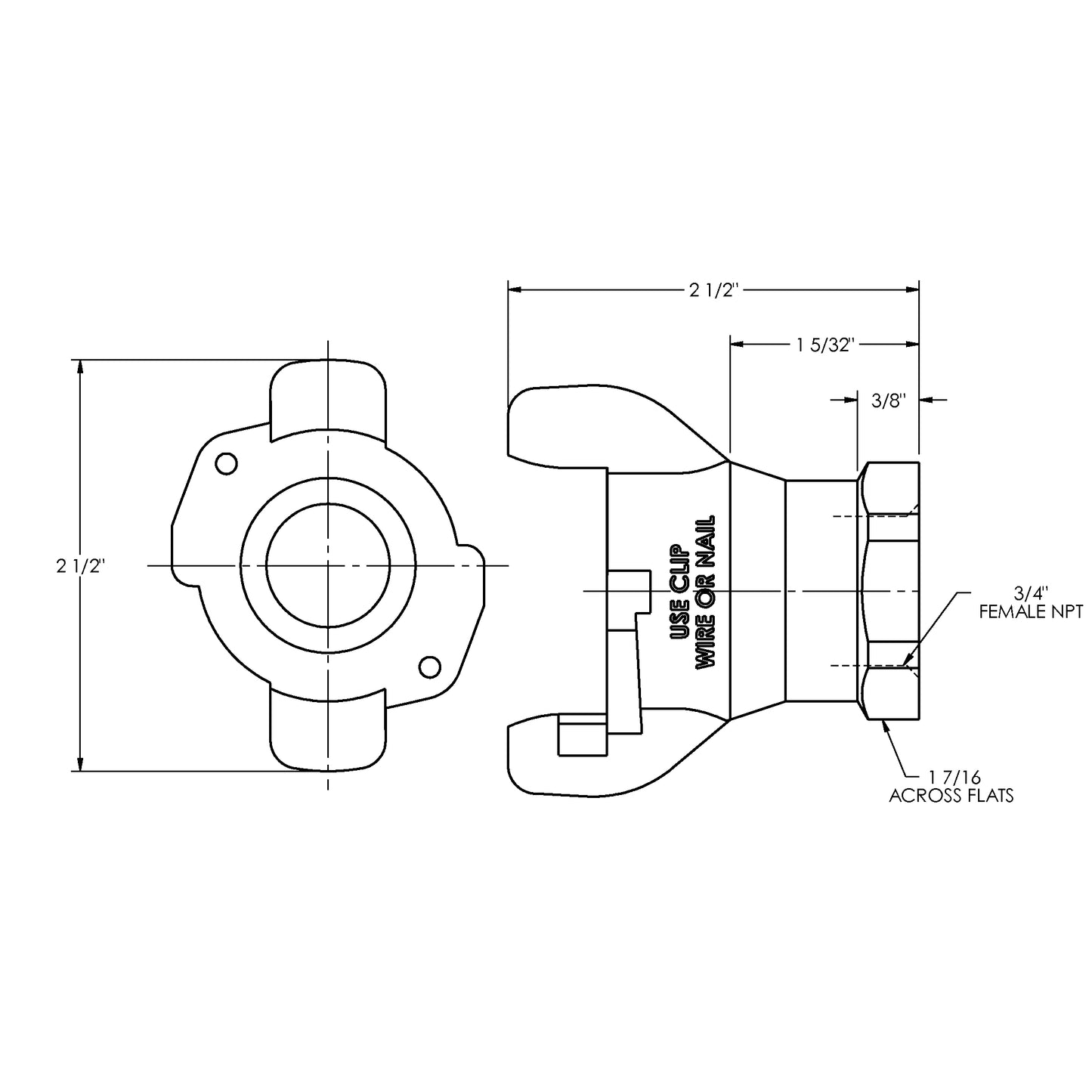 AM8 - 3/4" Iron Air King 2-Lug Female NPT End Pneumatic Fitting