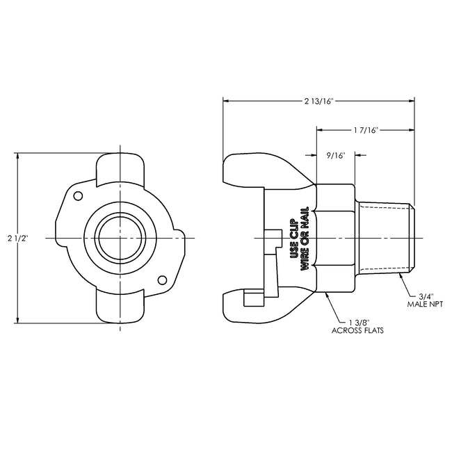AM7 - 3/4" Iron Air King 2-Lug Male NPT End Pneumatic Fitting