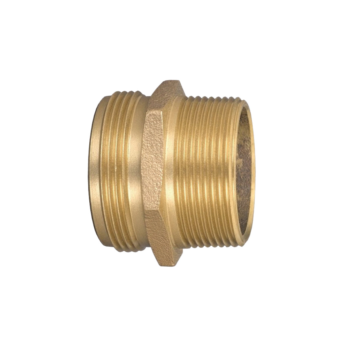 DMH2525F - 2-1/2" NPT x 2-1/2" NST (NH) Cast Brass Double Male Hex Nipple