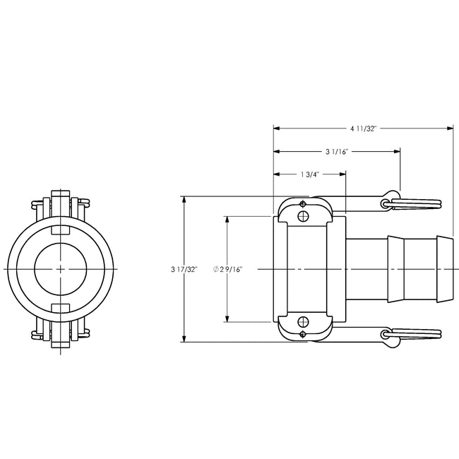 G150-C-SS - 1-1/2" Stainless Steel Cam & Groove Global Type C Coupler x Hose Shank