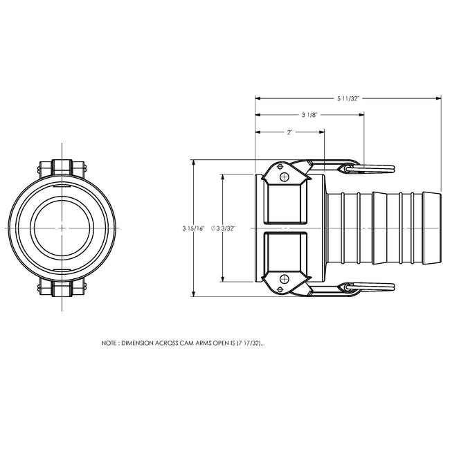G200-C-AL - 2" Aluminum Cam & Groove Global Type C Coupler x Hose Shank