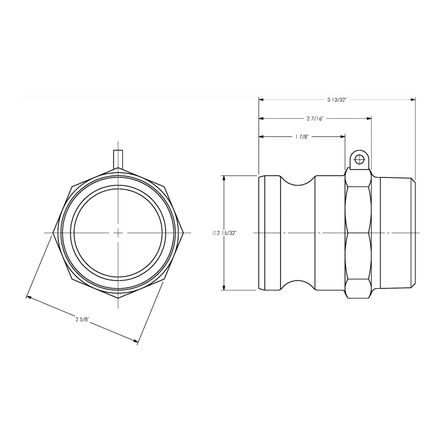 G200-F-AL - 2" Aluminum Cam & Groove Global Type F Adapter x Male NPT