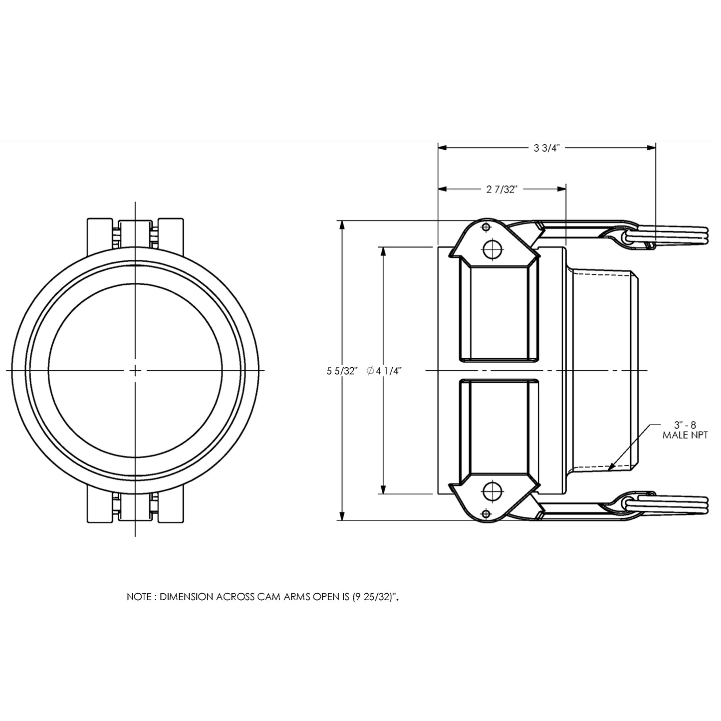 G300-B-AL - 3" Aluminum Cam & Groove Global Type B Coupler x Male NPT
