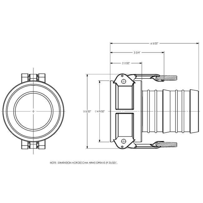 G300-C-AL - 3" Aluminum Cam & Groove Global Type C Coupler x Hose Shank