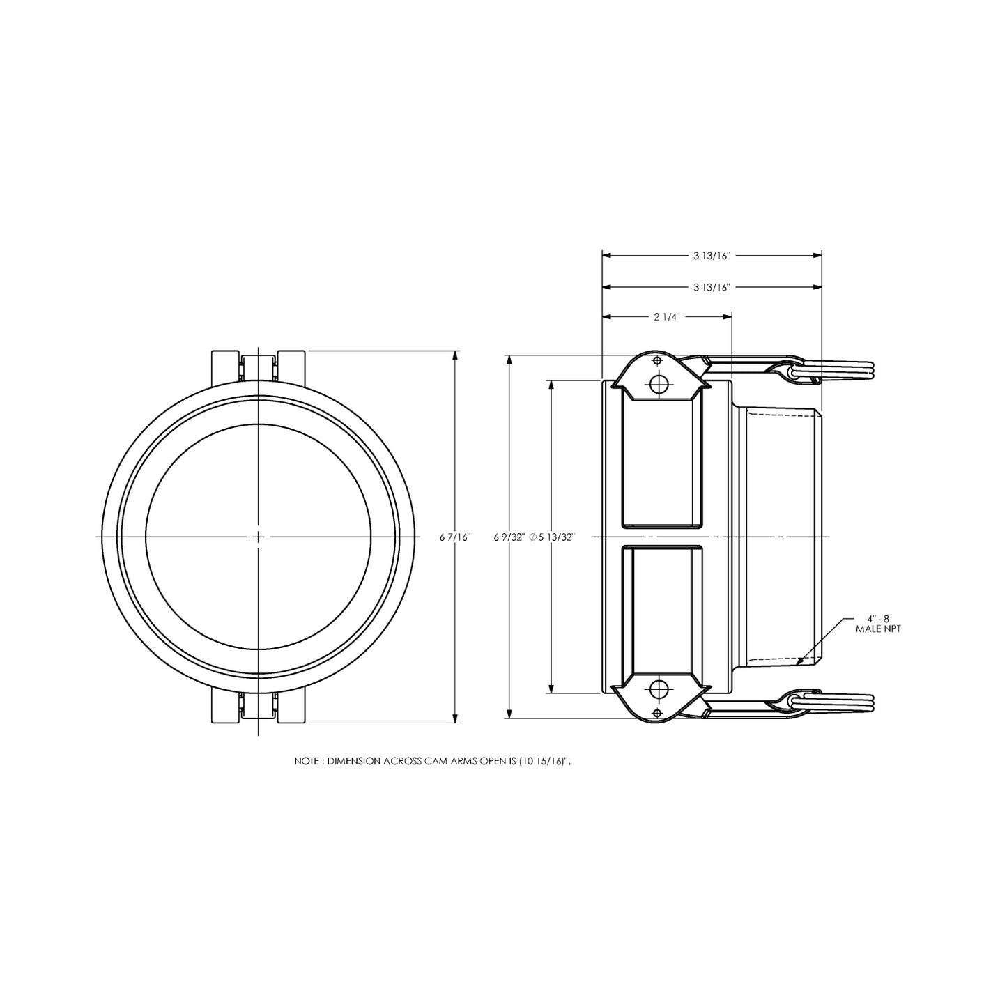 G400-B-AL - 4" Aluminum Cam & Groove Global Type B Coupler x Male NPT