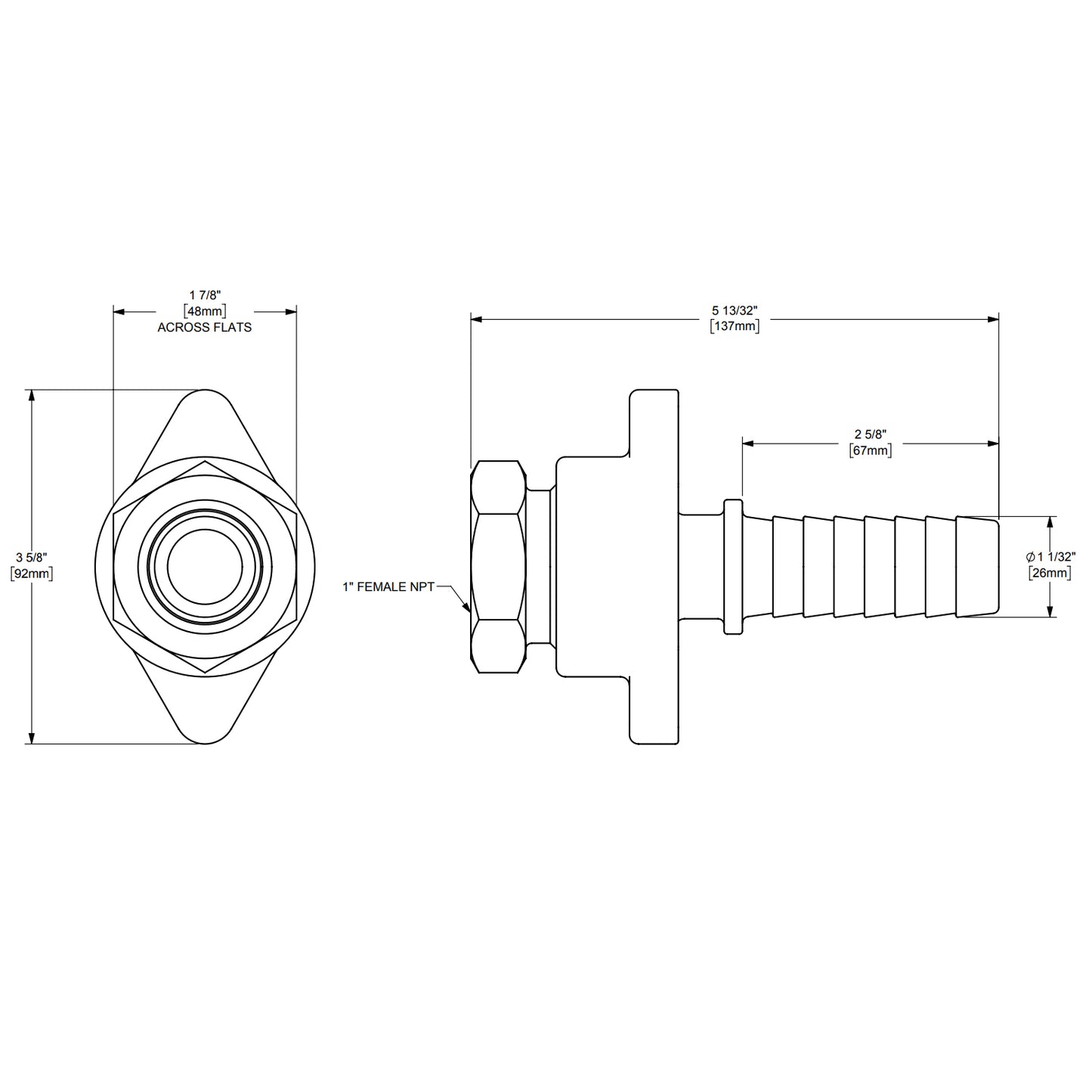 GDF12 - 1" Boss Plated Steel / Iron Ground Joint Air Hammer Coupling with Female Spud