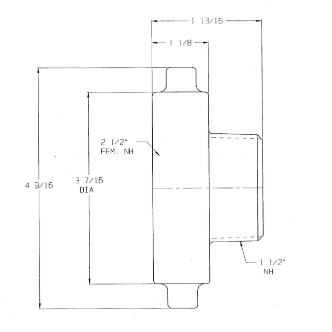 HA2515F - 2-1/2" NST (NH) x 1-1/2" NST (NH) Cast Brass Pin Lug Hydrant Adapter