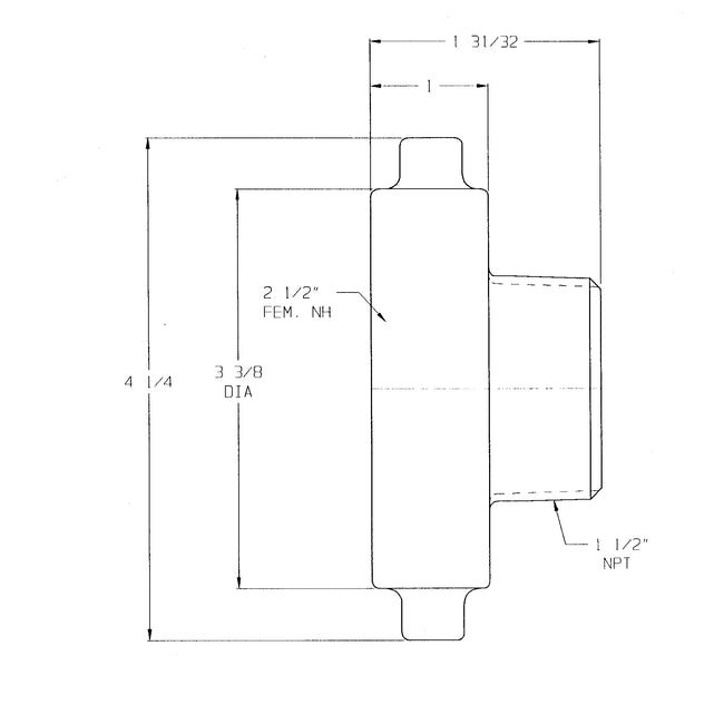 HA2515T - 2-1/2" NST (NH) x 1-1/2" NPT Cast Brass Pin Lug Hydrant Adapter