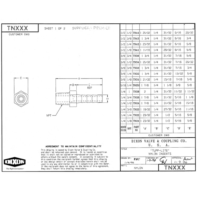 TN34 - 3/8" Hose Shank x 1/2" MNPT Tuff-Lite Insert