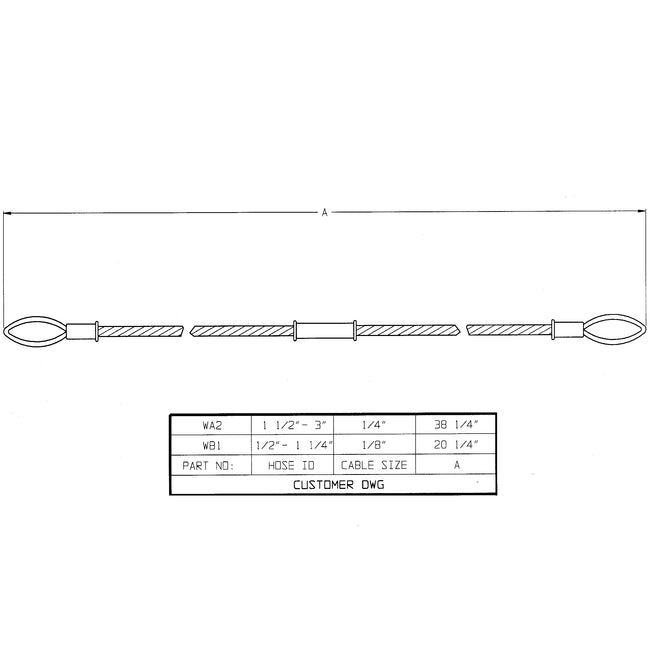 WB1 - 1/8" Hose to Hose Service Steel King Safety Cable