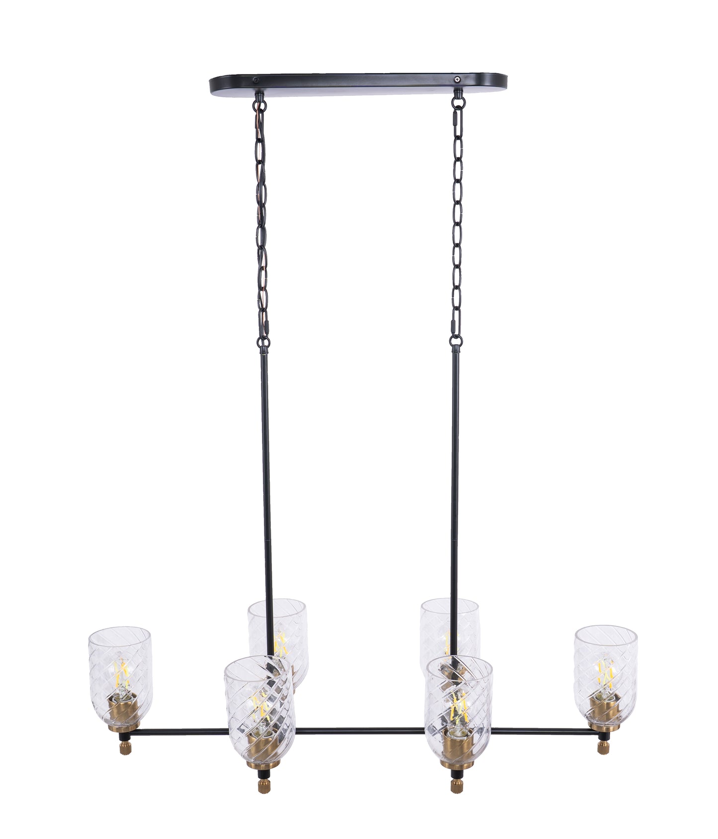 60376-FBSB-C - Council 6 Light 15" Wide Island Light - Flat Black / Satin Brass