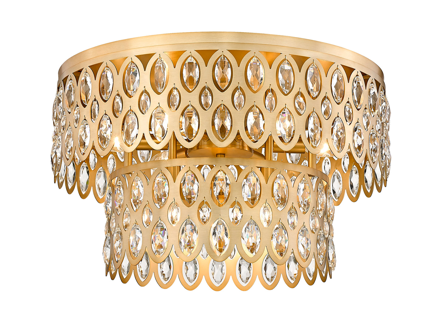 822F20-HB - Dealey 9 Light Flush 20" Mount - Heirloom Brass