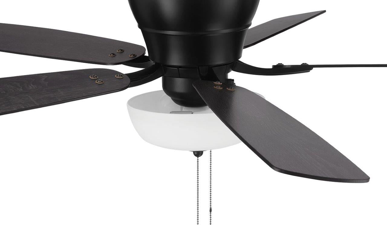 WHL52FB5C1 - Wheeler 52 2-Light Bowl 52" 5 Blade Ceiling Fan with Light Kit - Flat Black
