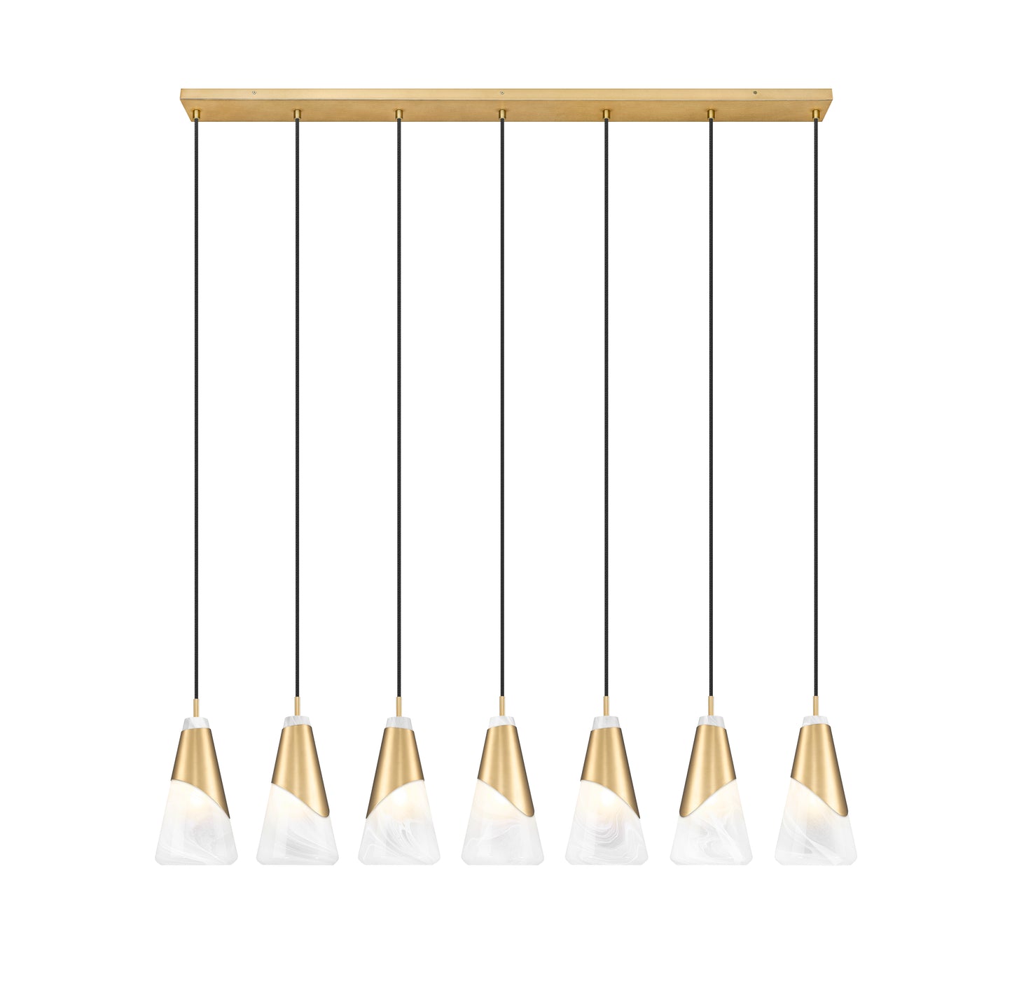 828P6-7L-MGLD - Aimie 7 Light Linear 54" Chandelier - Modern Gold