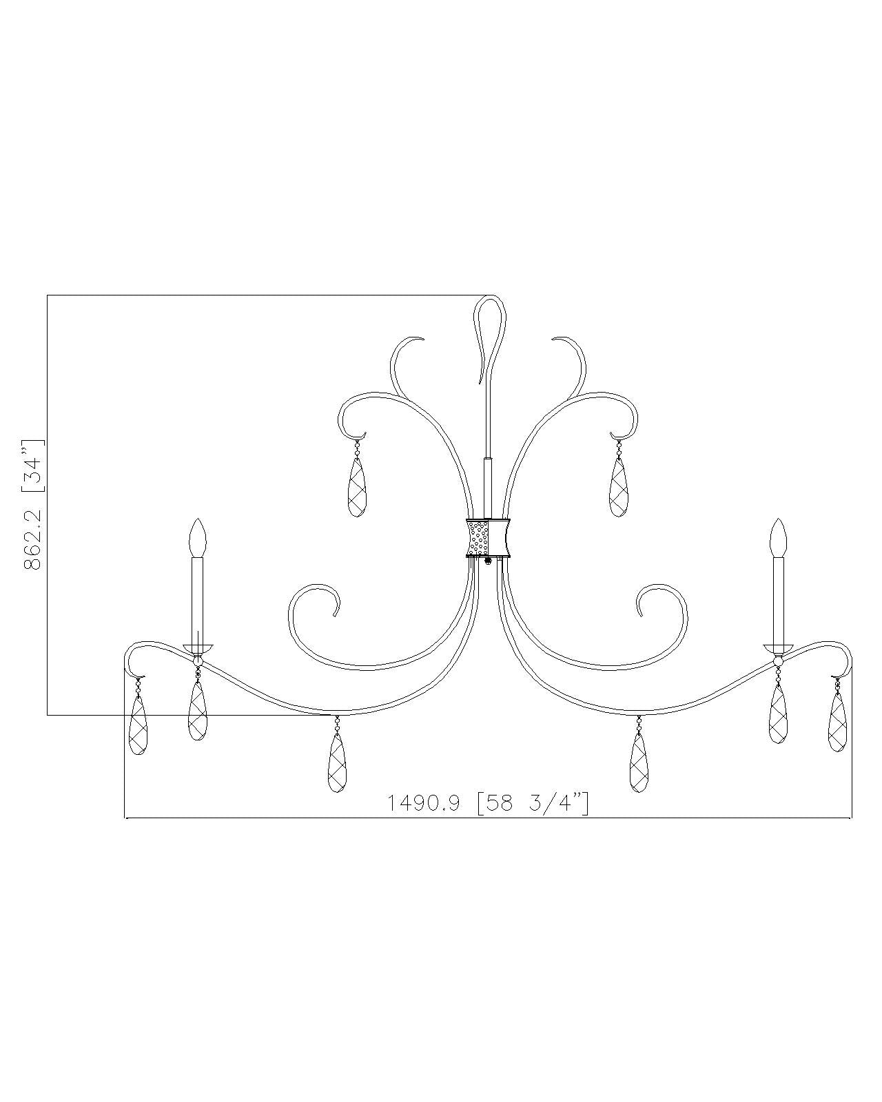 3039-59MB - Amara 6 Light 59" Chandelier - Matte Black
