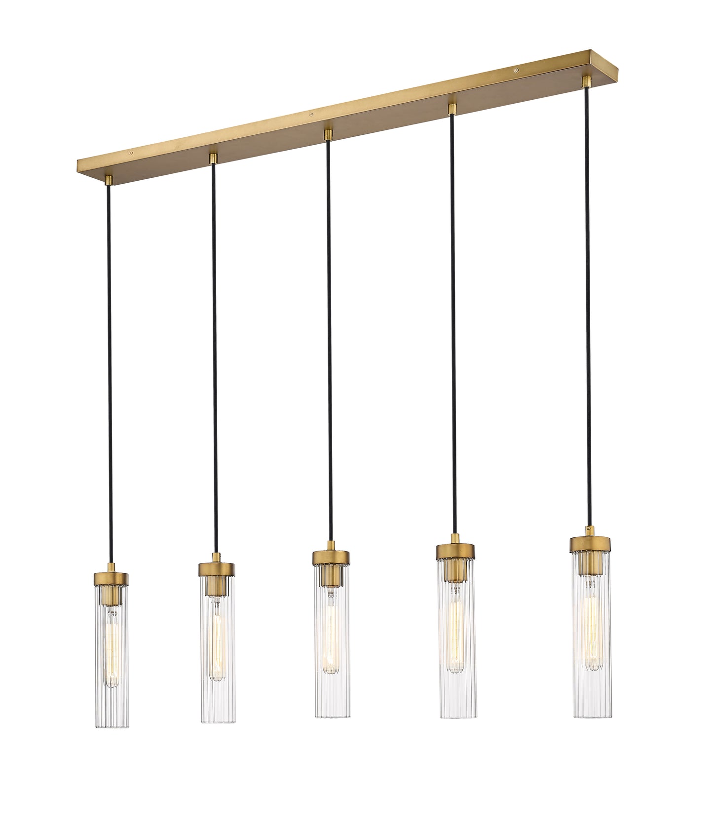 740P-5L-RB - Beau 5 Light Linear 42" Chandelier - Rubbed Brass