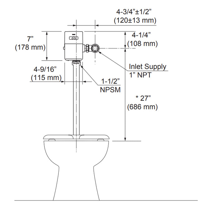 TET6LBi32#CP - ECOPOWER Touchless 1.28 GPF Toilet Flushometer Valve - Top Spud, IoT-Ready - Chrome