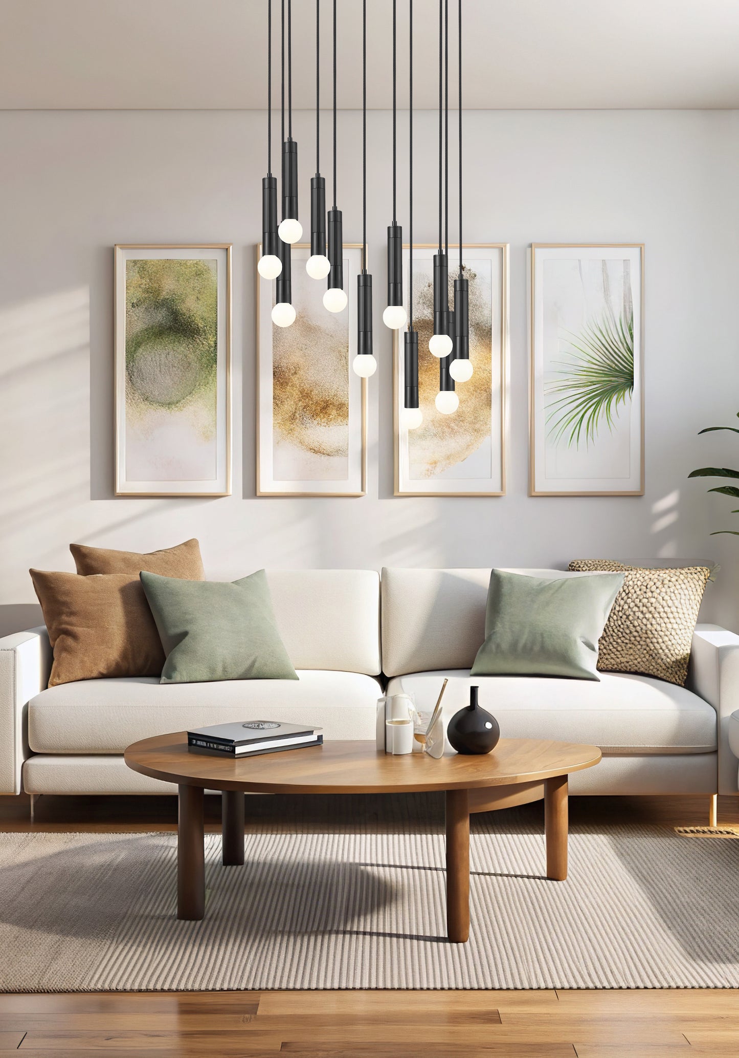 1956P-11R-MB - Stari 11 Light 24" Chandelier - Matte Black