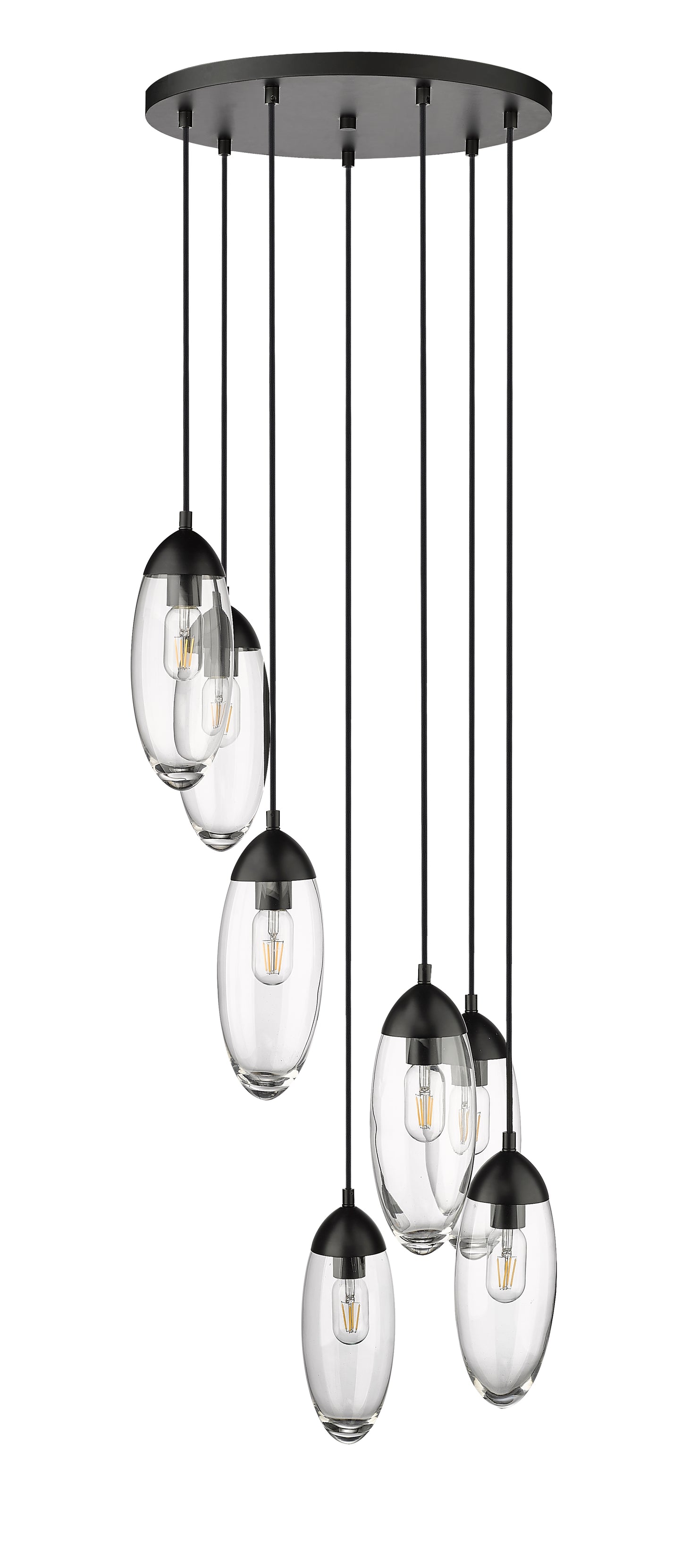 651P-7R-MB - Arden 7 Light 18" Chandelier - Matte Black