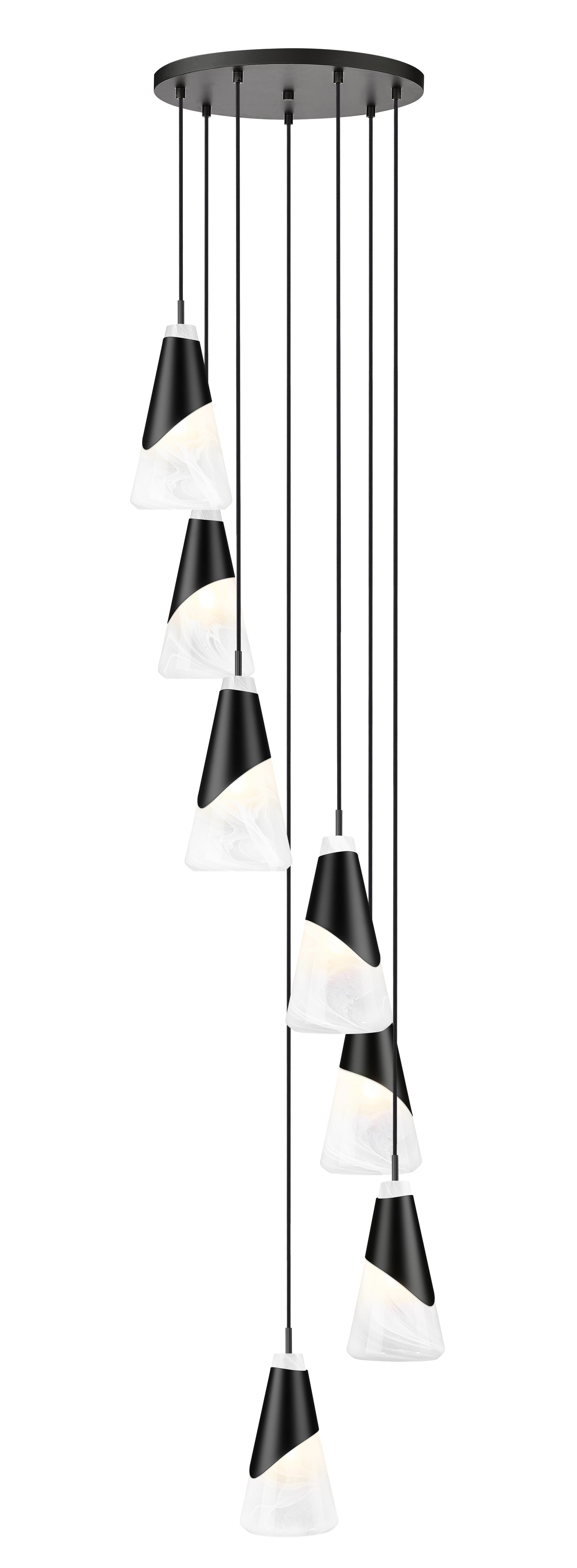 828P6-7R-MB - Aimie 7 Light 18" Chandelier - Matte Black
