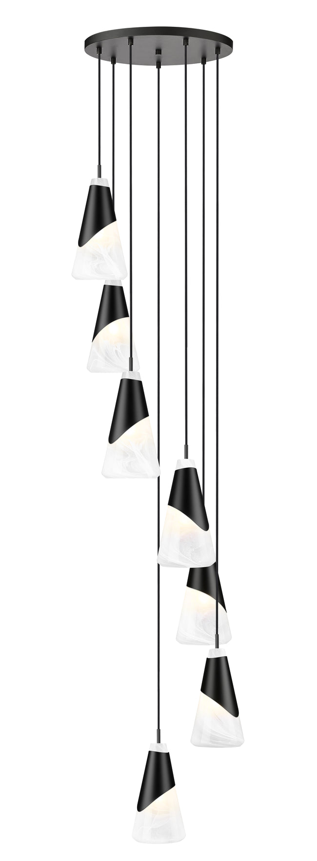 828P6-7R-MB - Aimie 7 Light 18" Chandelier - Matte Black