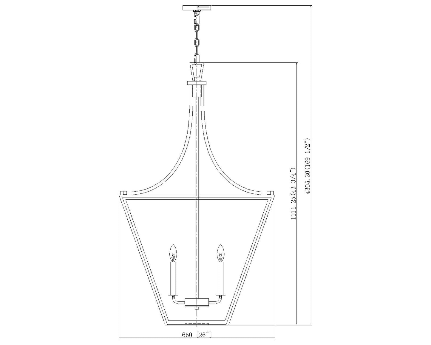 1961-6RB - Montalcino 6 Light 26" Chandelier - Rubbed Brass