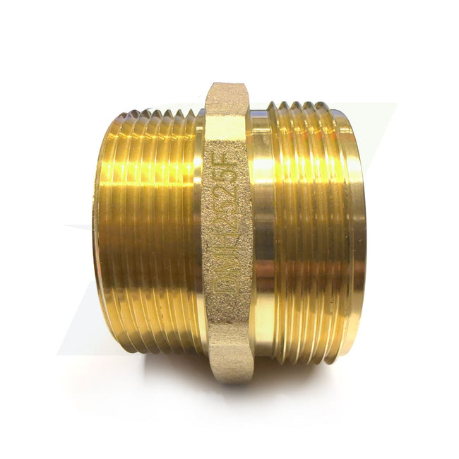 DMH2525F - 2-1/2" NPT x 2-1/2" NST (NH) Cast Brass Double Male Hex Nipple