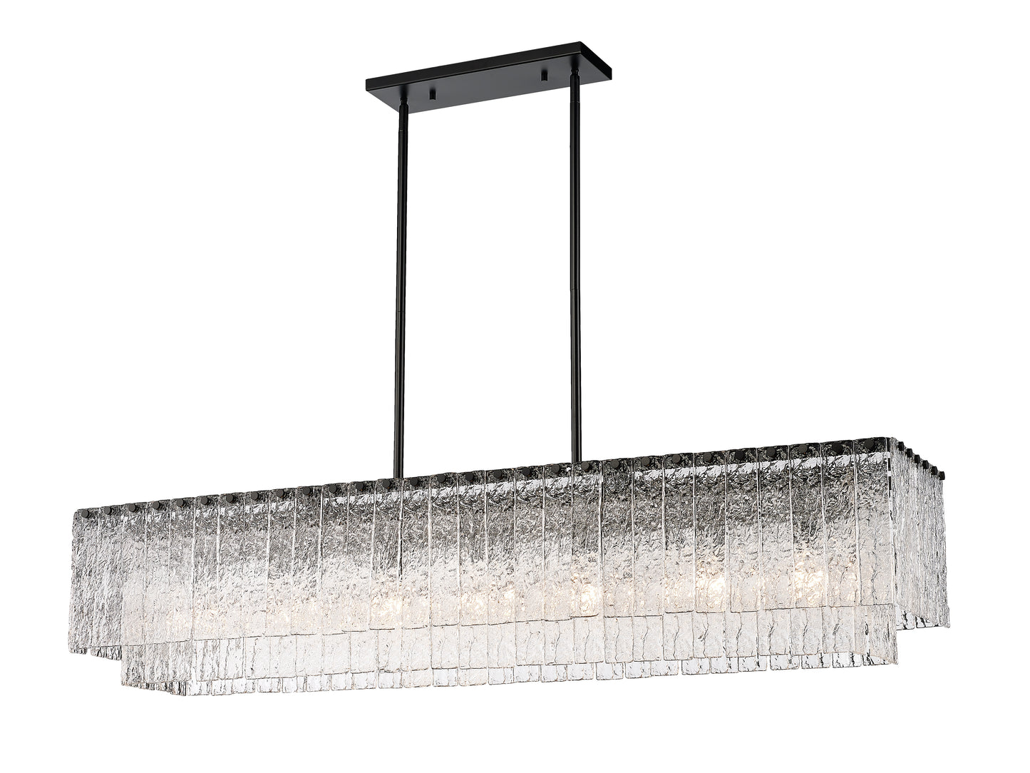 1943-53L-MB - Glacier 7 Light Linear 54" Chandelier - Matte Black