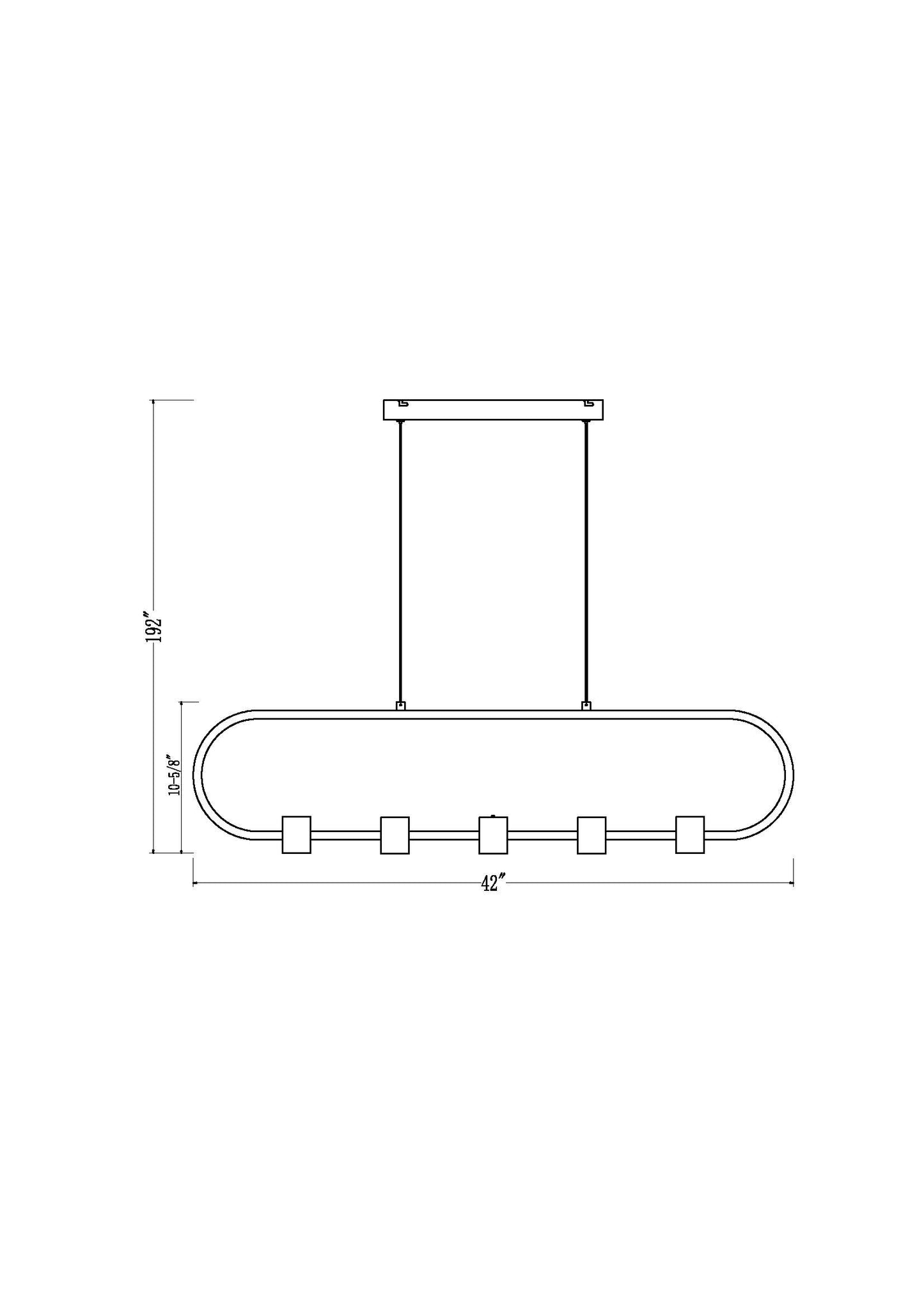 4101-42L-MB-LED - Saros 5 Light Linear 42" Chandelier - Matte Black