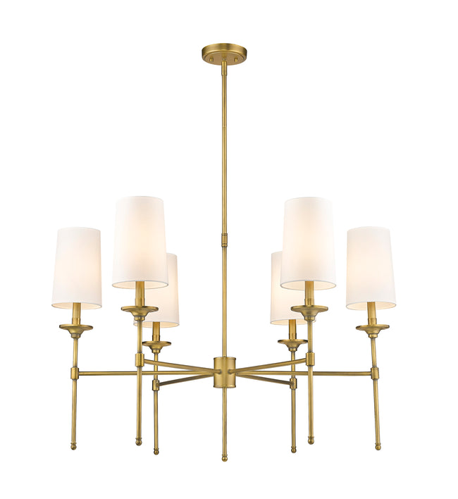 3033-6RB - Emily 6 Light 38" Chandelier - Rubbed Brass
