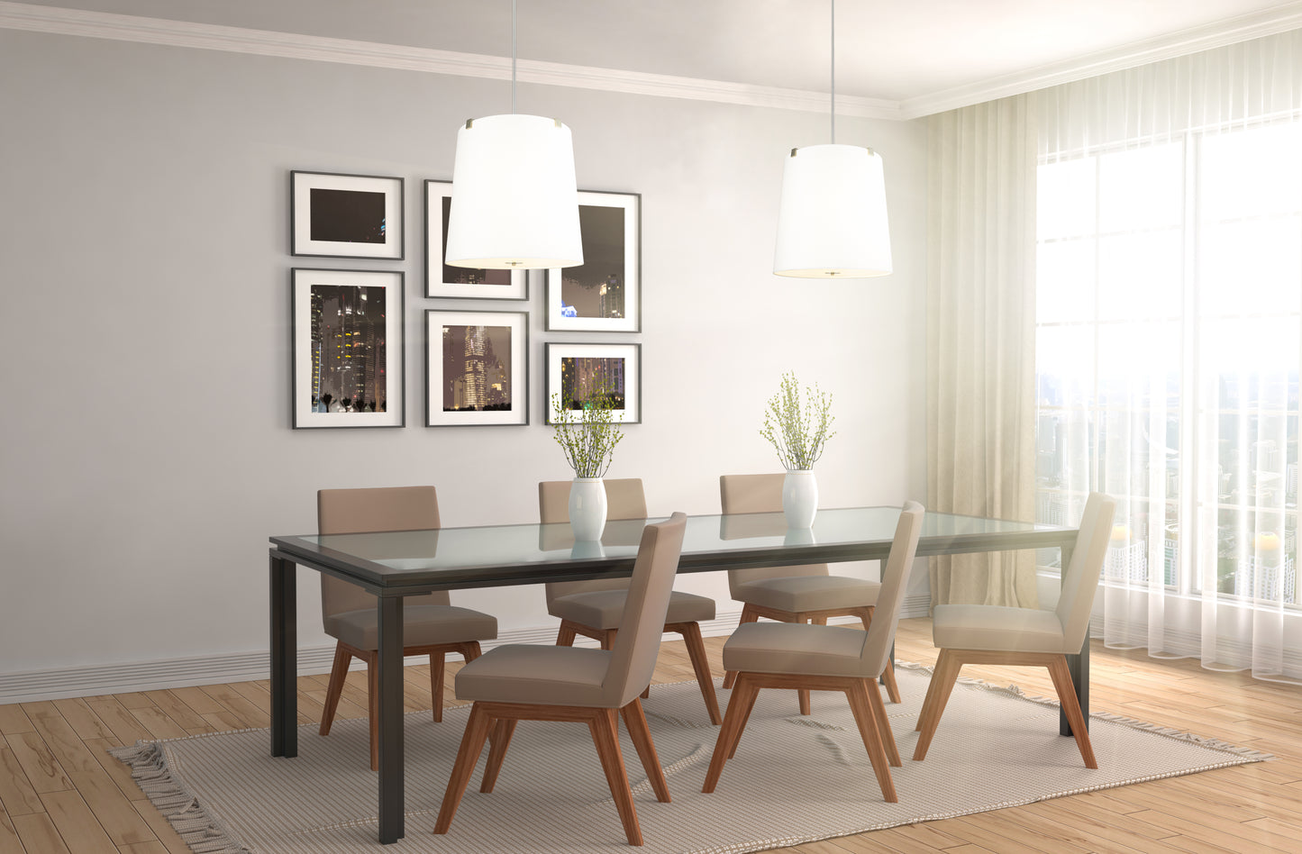 3501P24-BN - Weston 6 Light 24" Pendant - Brushed Nickel