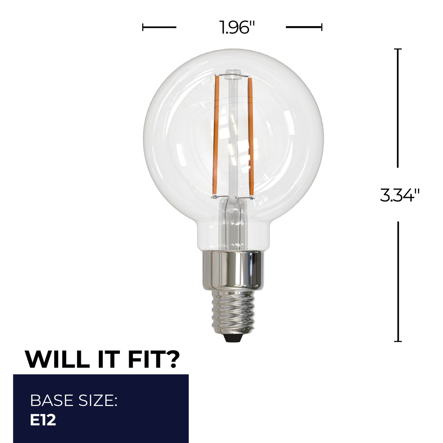 776706 - Dimmable Clear G16 LED Candelabra Light Bulb - 2.5 Watt - 2700K - 6 Pack