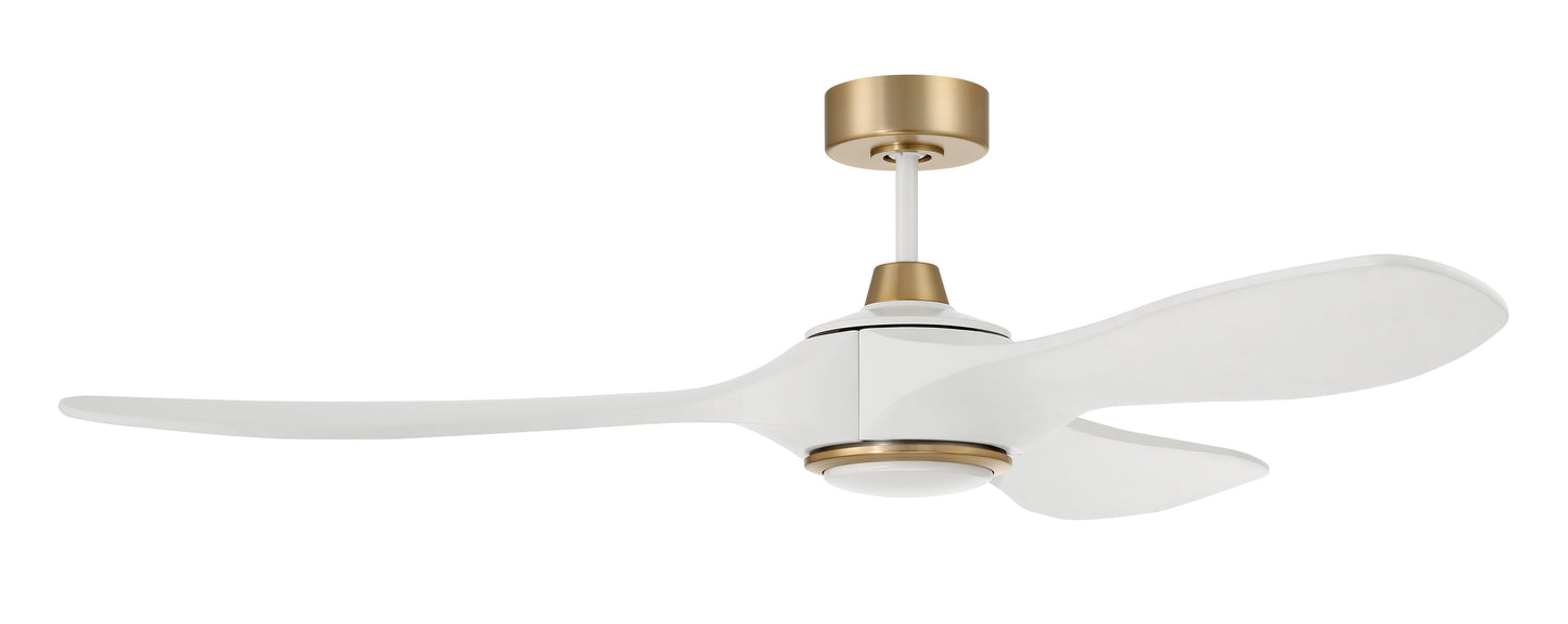 EVY60WSB3-NWF - Envy 60" Ceiling fan, no Wifi 60" 3 Blade Ceiling Fan with Light Kit - White / Satin Brass