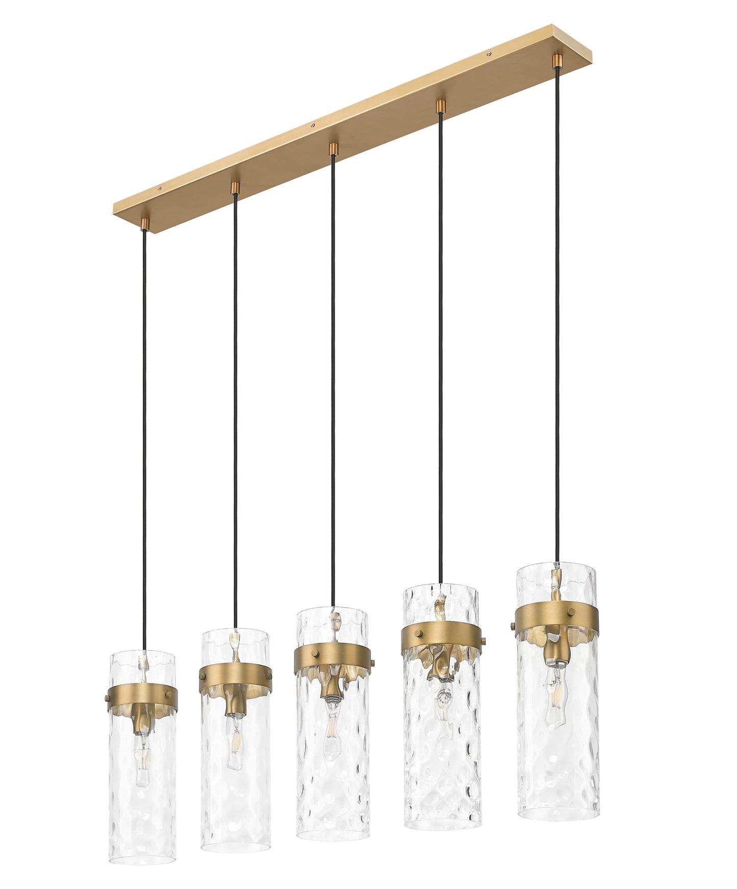 7002P5-5L-RB - Fontaine 5 Light Linear 44" Chandelier - Rubbed Brass