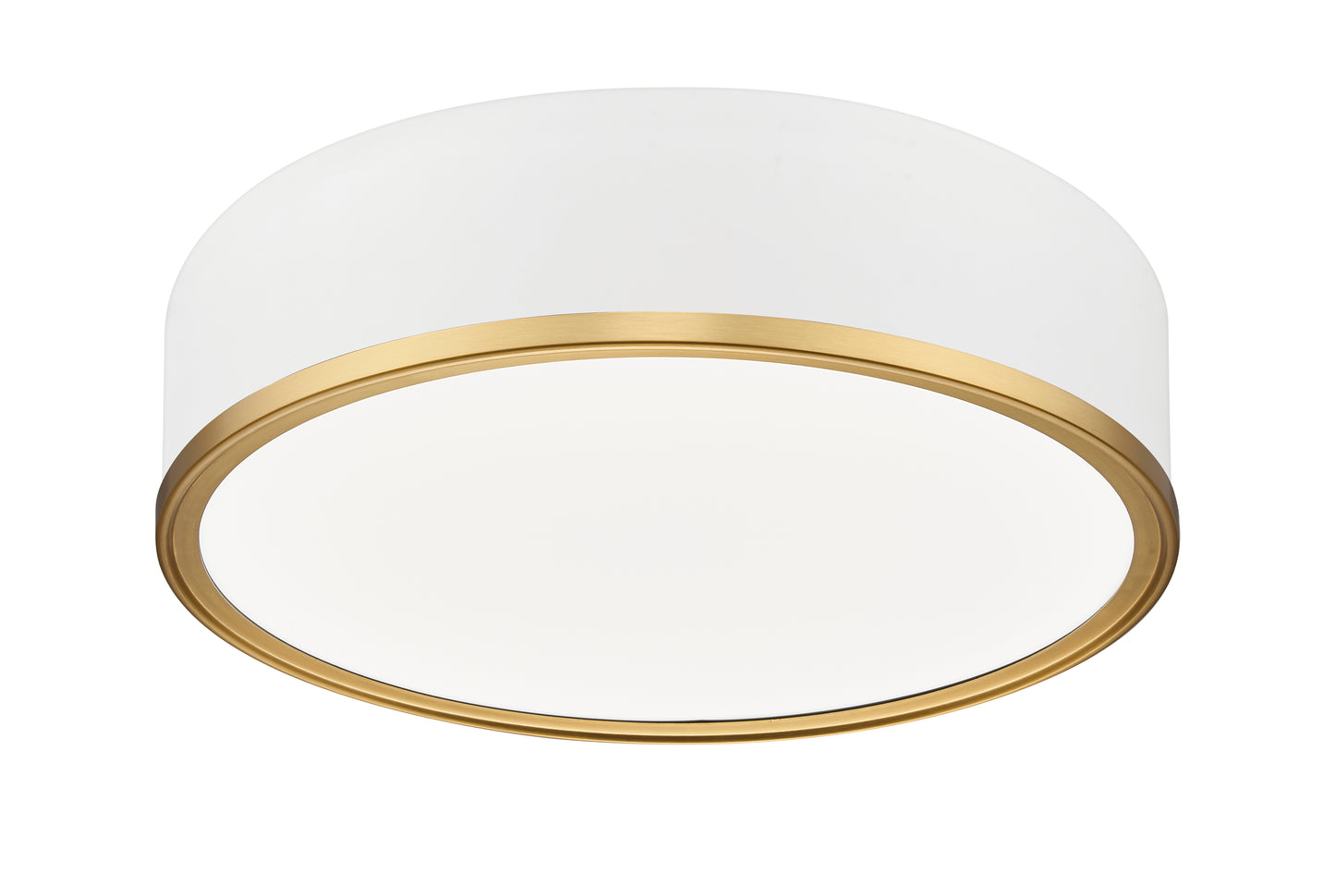 1018F16-MW-MGLD-LED - Bradley 1 Light Flush 16" Mount - Matte White / Modern Gold